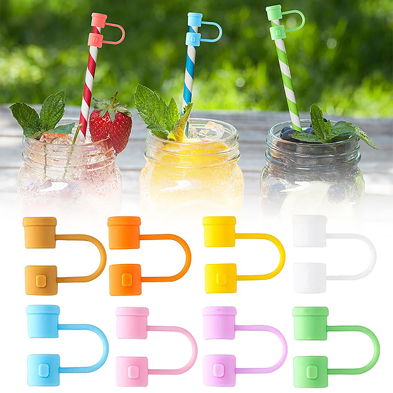 miankeji 4PCS Silicone Straw Tip Caps Reusable Dust-Proof Straws Covers Drinking Straw Tip Covers Straw Toppers Drinking Tool 8MM Mini