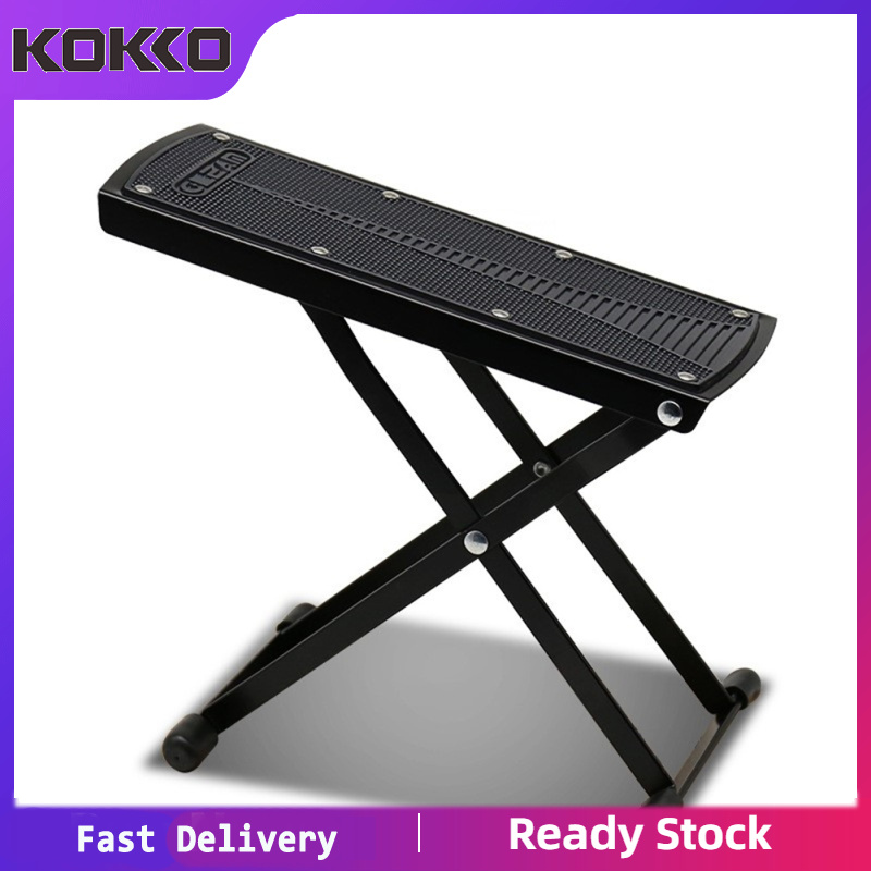 Classical Guitar Footstool Pedal Metal Footboard Height Adjustable Anti-slip Pad Instrument Play Foot Rest Stand Foldable Guitar Footrest