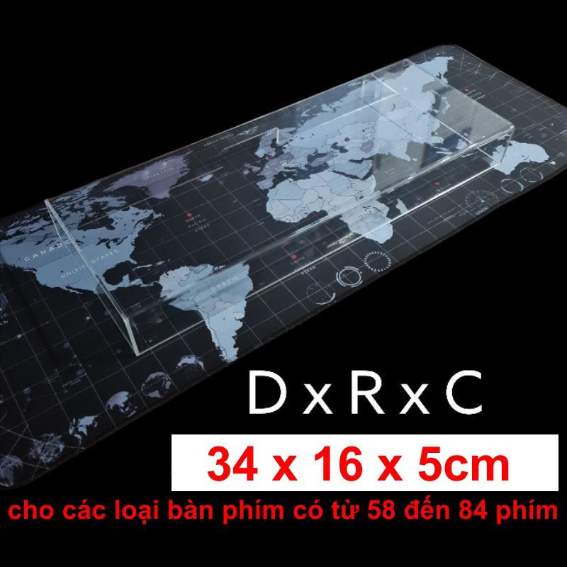 Hộp mica che bụi bàn phím, chuột, có dây, không dây, nhiều kích thước