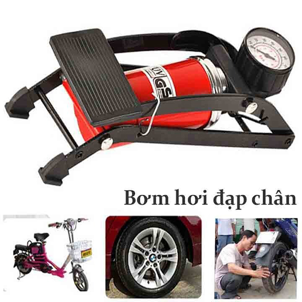 Bơm đạp chân mini xe máy oto xe hơi xe đạp