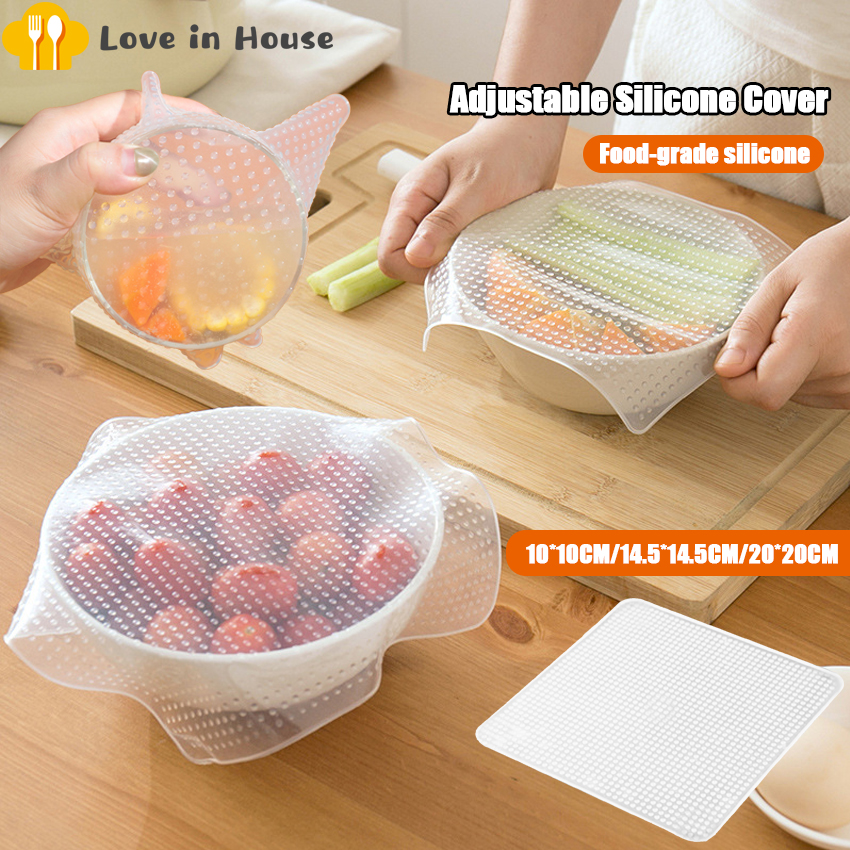 1Pc Kitchen Adjustable Silicone Cover Reusable Silicone Cover Bowl Food Packaging Sealing Vacuum Cover Stretch Multifunctional Freshness