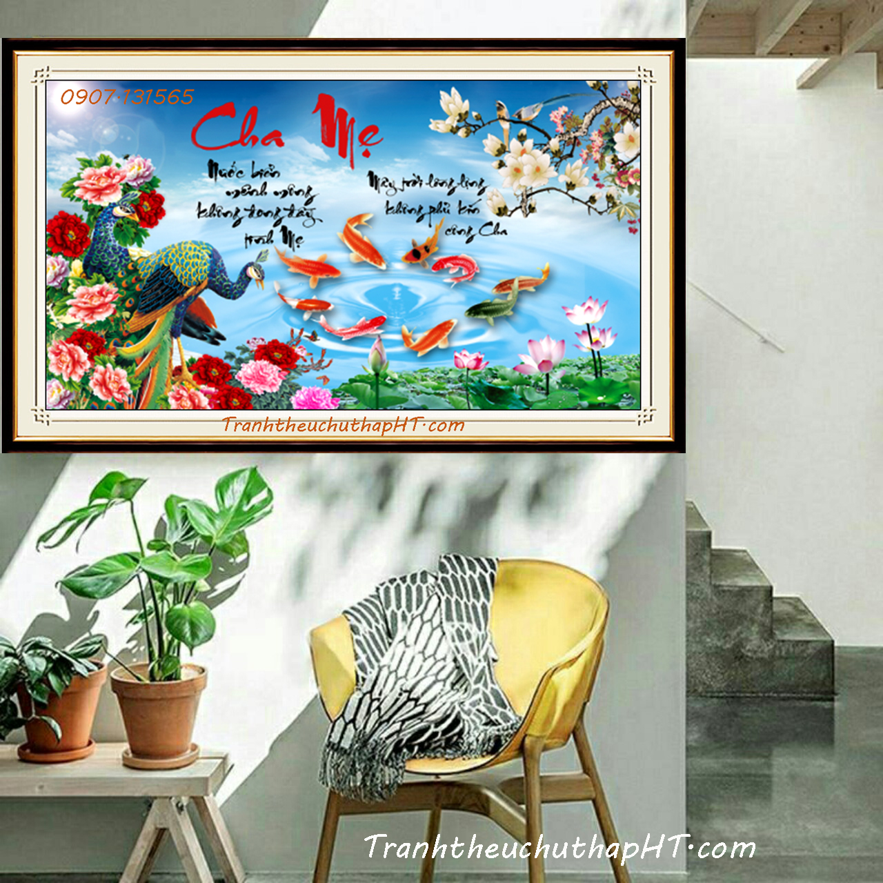 [HCM]Tranh đính đá cha mẹ 100*50cm - tự đính