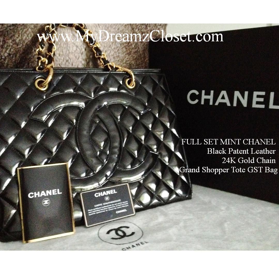 Celebrity Chanel Gst Tasche SOLD FULL SET MINT CHANEL Black Patent - Main Image