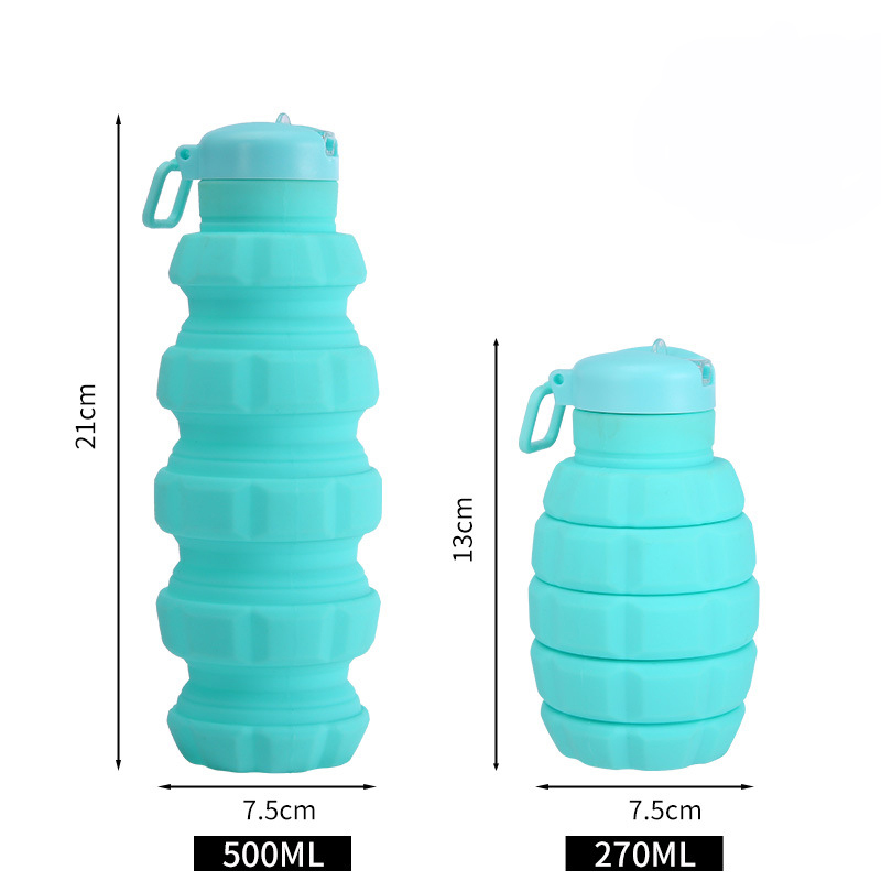 Bình nước 500ml gấp gọn thành cốc nước 270ml cao cấp silicon