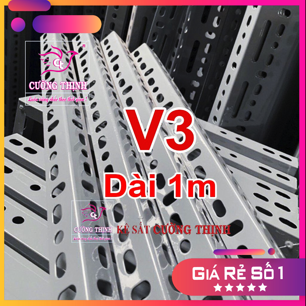 SẮT V LỖ ( V3 dài 1m, dày 1,6mm ) - Lắp ráp kệ sắt đa năng, Sắt V lỗ, Làm Kệ sắt