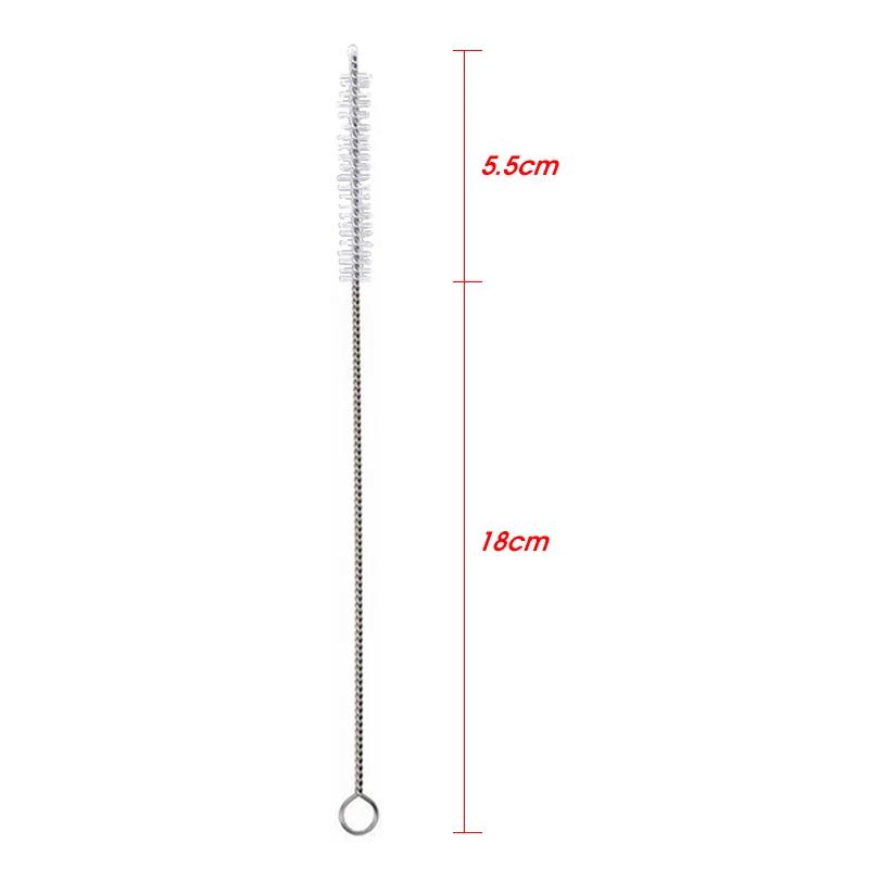 Wenefang Fashion Bending Stainless Straw Brush Cleaner Soft Hair Suction Glass Tube Cleaning Brushes Baby Kids Bottle Brush Long Handle Reusable. 