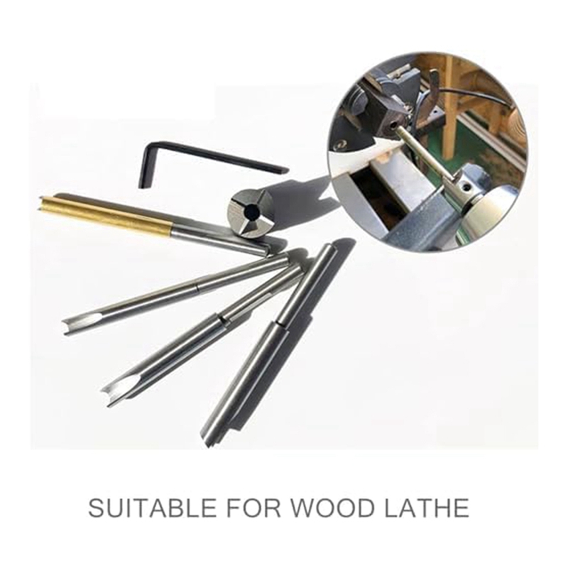 8Pcs Pen Barrel Trimmer Kit Sturdy Woodworking Mill Trimmer With 3/4inch Cutting Head Cutter Pilot Cutter Shafts With Hex Wrench