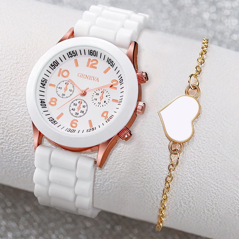 5Pcs/set Fashion Women Watch Round Dial Classic Watches Women Simple Clock& Jewelry Set For Female Gift.