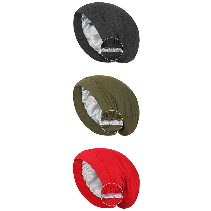 Satin Lined Bonnet Hat For Women Men Soft Adjustable Sleeping Hat Curly Hair Care Unisex Silk Night Hair Cap Muslim Turban HatNIUMAO. 
