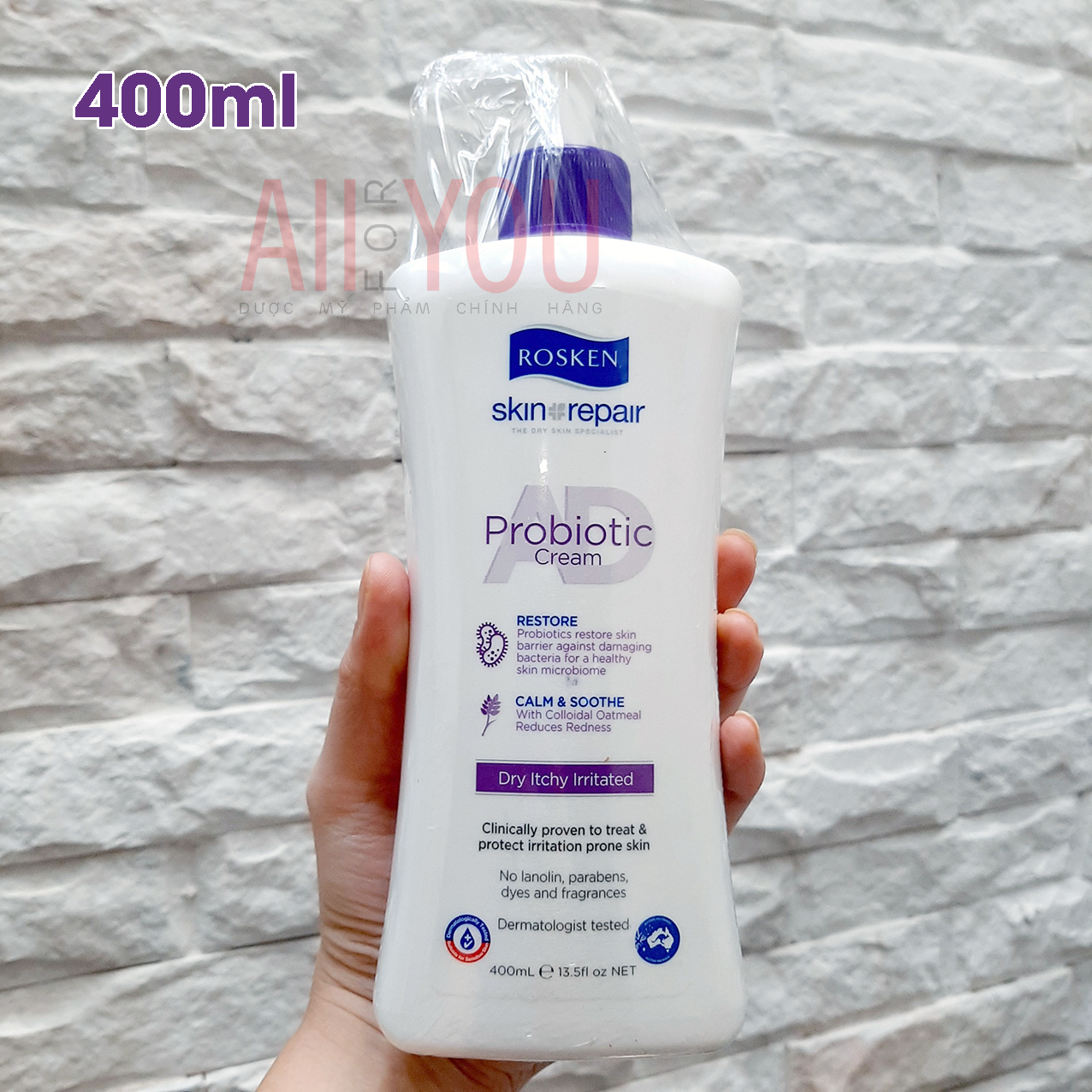 Rosken ad probiotic cream 75ml & 400ml - kem chăm sóc da khô, chàm, vảy nến.