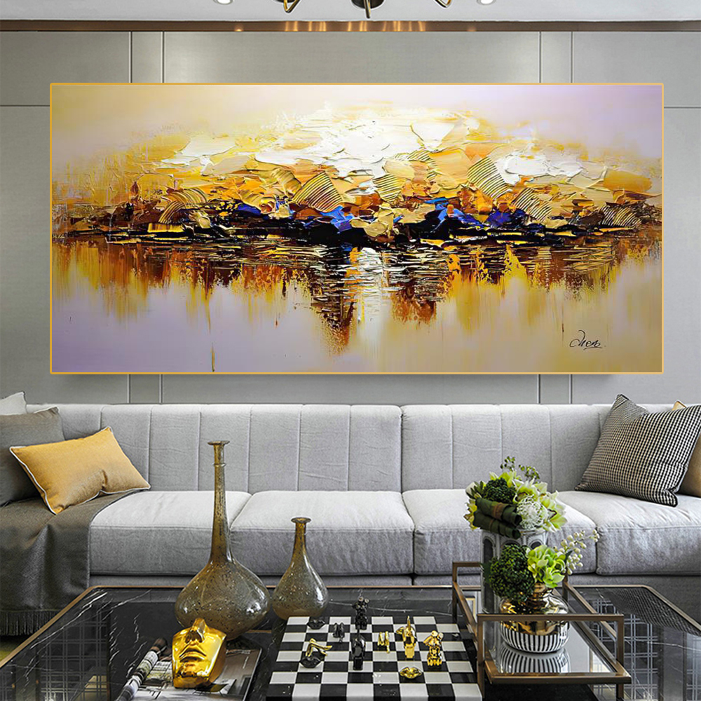 Abstract City Canvas Painting Inverted Sceic Wall Art Picture Home Decoration