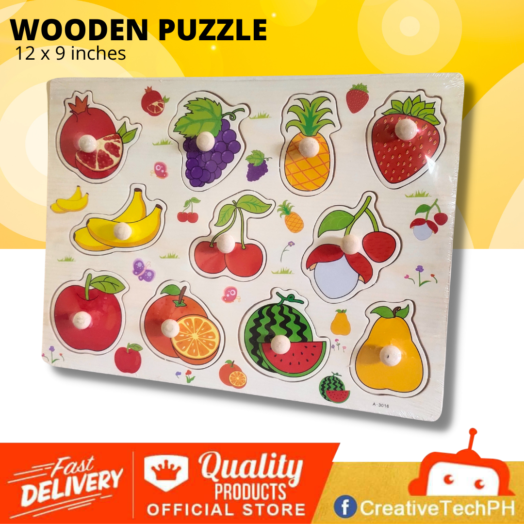 Fruits Wooden Puzzle Insert Puzzle Board for Toddlers Children Kids