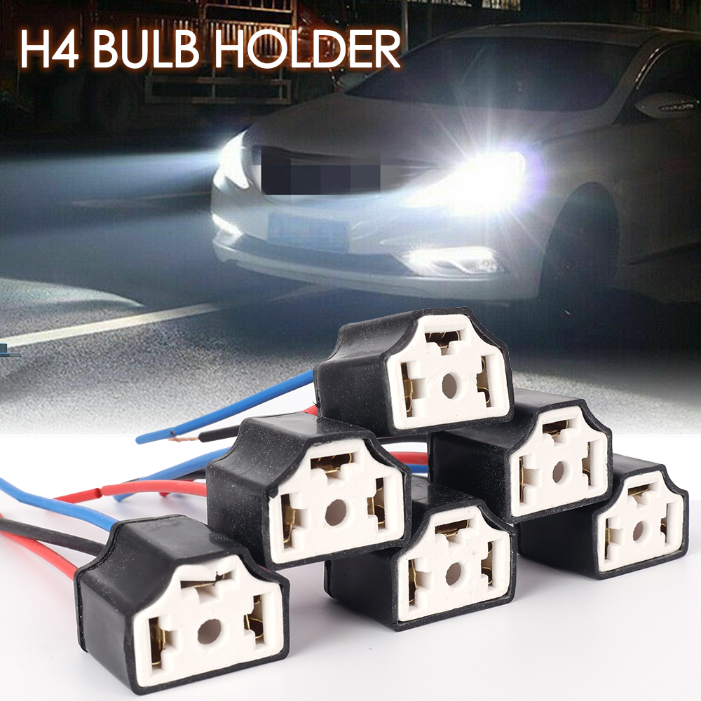 2/4pcs Car H4 Headlight 3-hole Lamp Holder Car Headlight Bulb Connector Lighting Assemblies