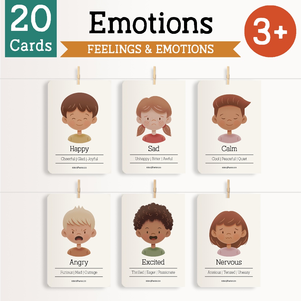 20 Cards - Kad Emosi - Feelings and Emotions Flashcards - Educational ...