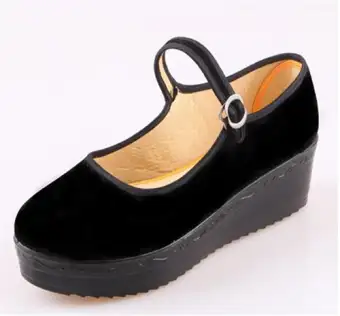 black platform work shoes