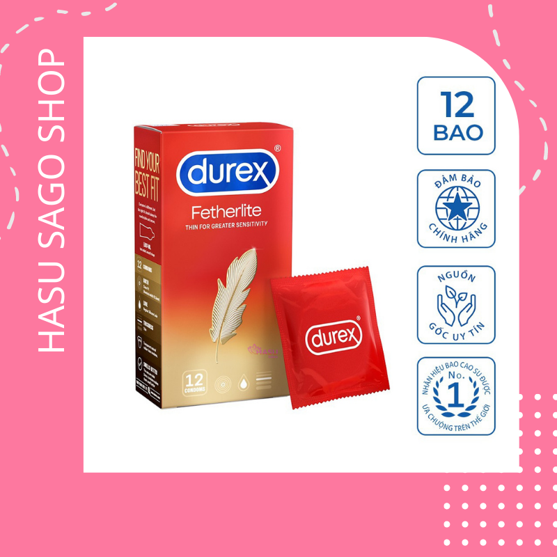 [GIẢM 5% ĐƠN 129K]Bao Cao Su Durex Fetherlite  Condoms [ Hộp12 Bao]  (Che tên sản phẩm khi giao hàng)