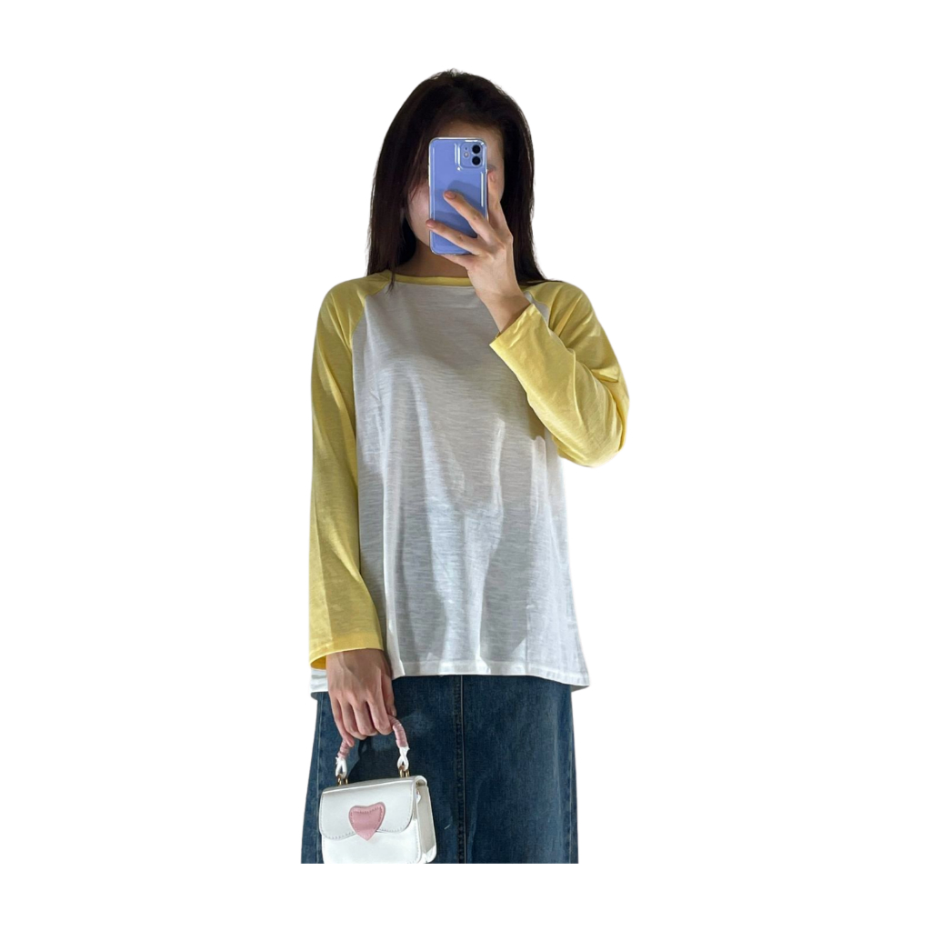 Áo thun nữ tay dài PHỐI TAY phom rộng dễ thương ANHSTORE , áo thun tay dài nữ phối tay phom rộng phong cách Hàn Quốc