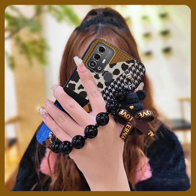 cute%20Back%20Cover%20Phone%20Case%20For%20ZTE%20Blade%20A53%20Pro%20Waterproof%20silicone%20Bear%20bracelet%20Black%20pearl%20pendant%20Cartoon%20soft%20case%20-%20Image%206