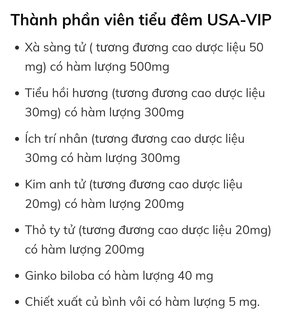VIÊN TIỂU ĐÊM USA VIP