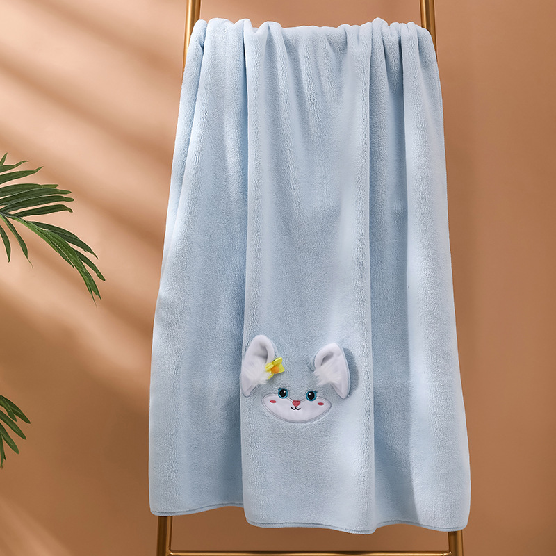 Bath towel Cartoon coral velvet bath towel micron yarn thickened bath towel adult female absorbent towel