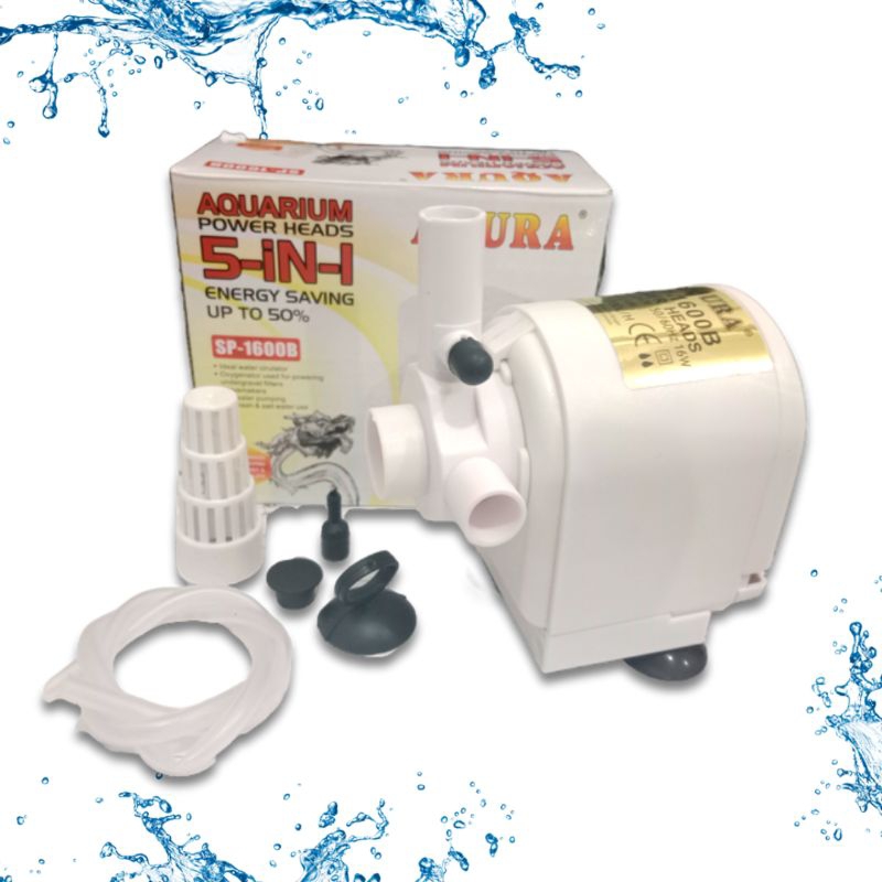 SUBMERSIBLE PUMP Pompa Aquarium Kolam AQURA 5IN1 SP 1600B