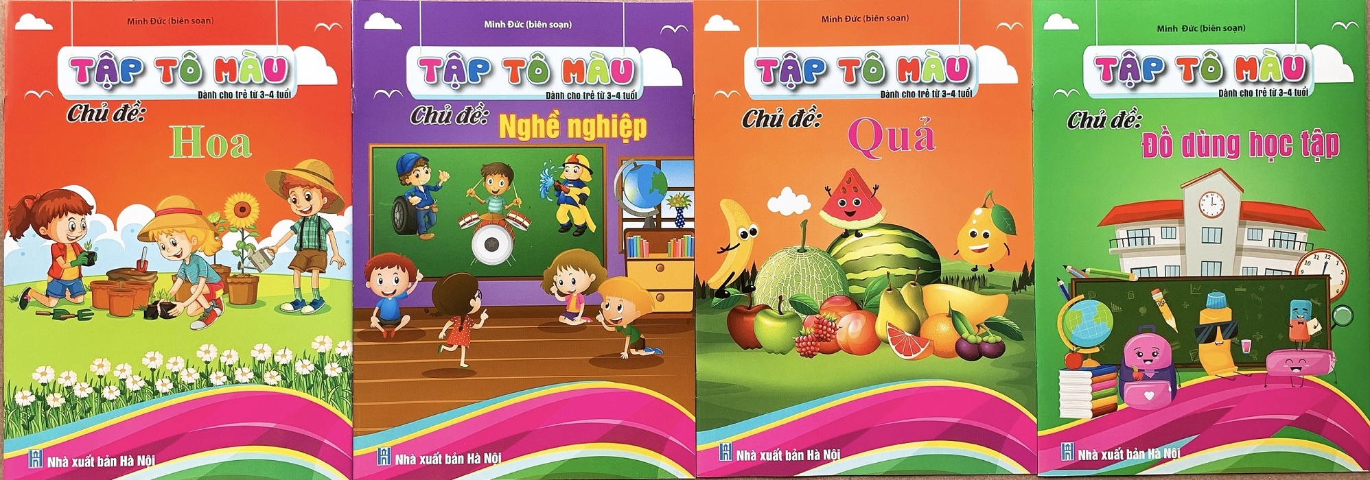 Sách - Tập tô màu dành cho bé 3 - 4 tuổi (túi 8 quyển)