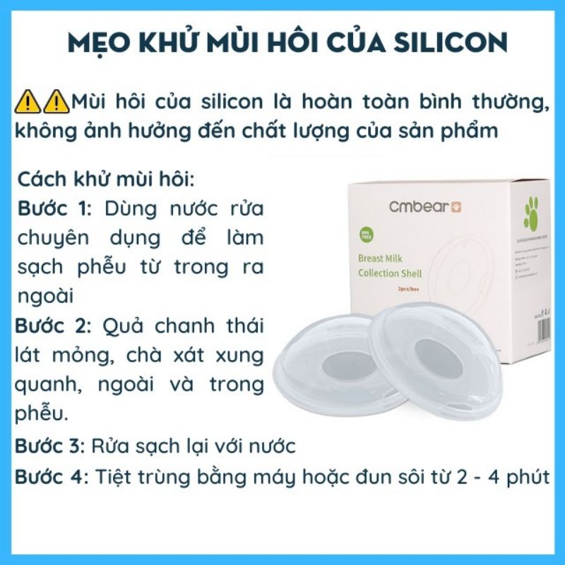 Hộp 2 Phễu Hứng Sữa Chống Tràn Cao Cấp CMBEAR