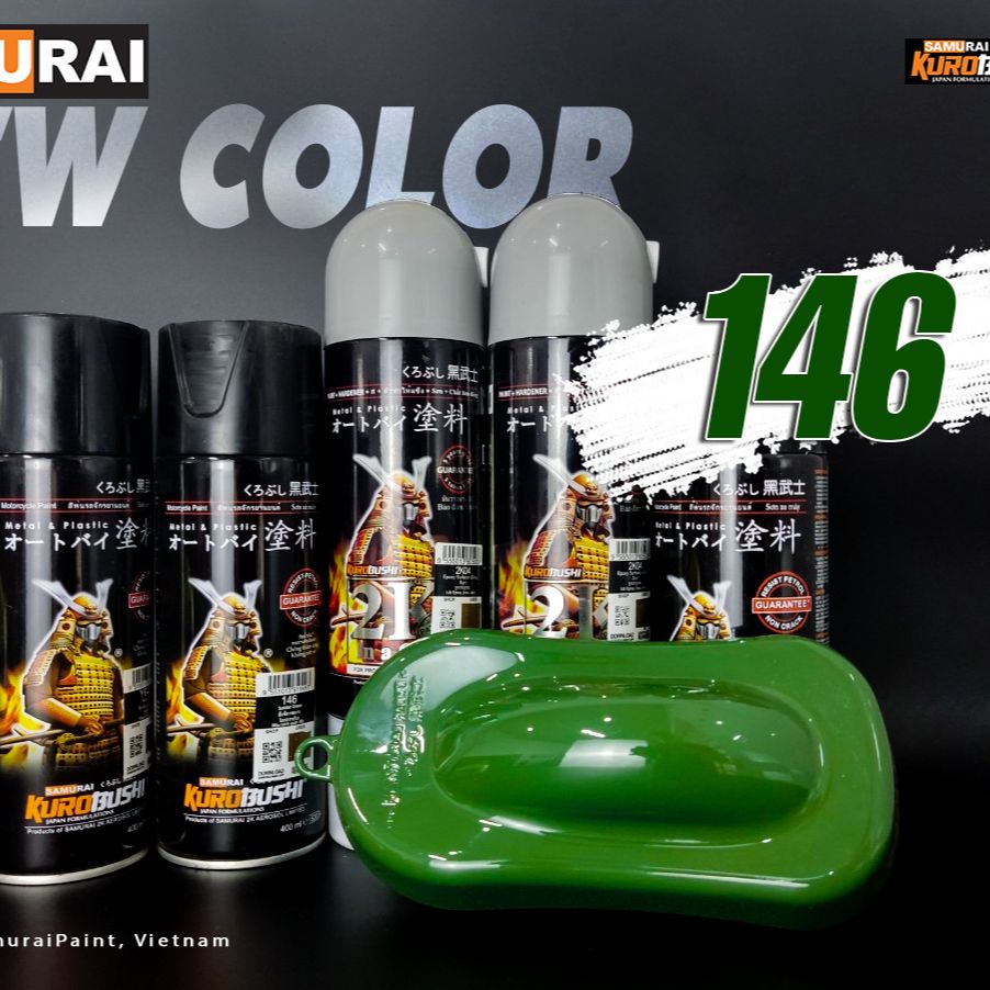 Sơn xịt samurai màu xanh lục quân 146