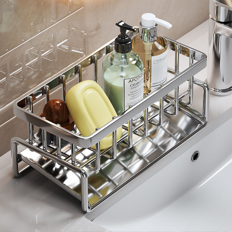Kitchen storage rack, household drainage rack, vegetable sink, sink rack, save space,cloth rack, sponge steel wire ball, cleaning cloth storage rack