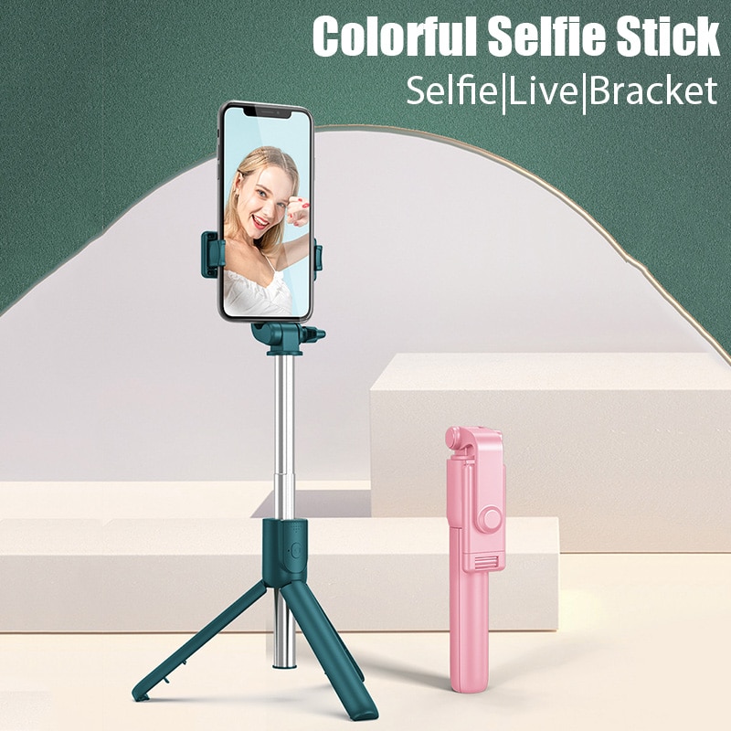 New R1 Universal Bluetooth Selfie Stick Tripod with Wireless Remote Control Mini Retractable Selfie Stick 360 ° Phone Bracket