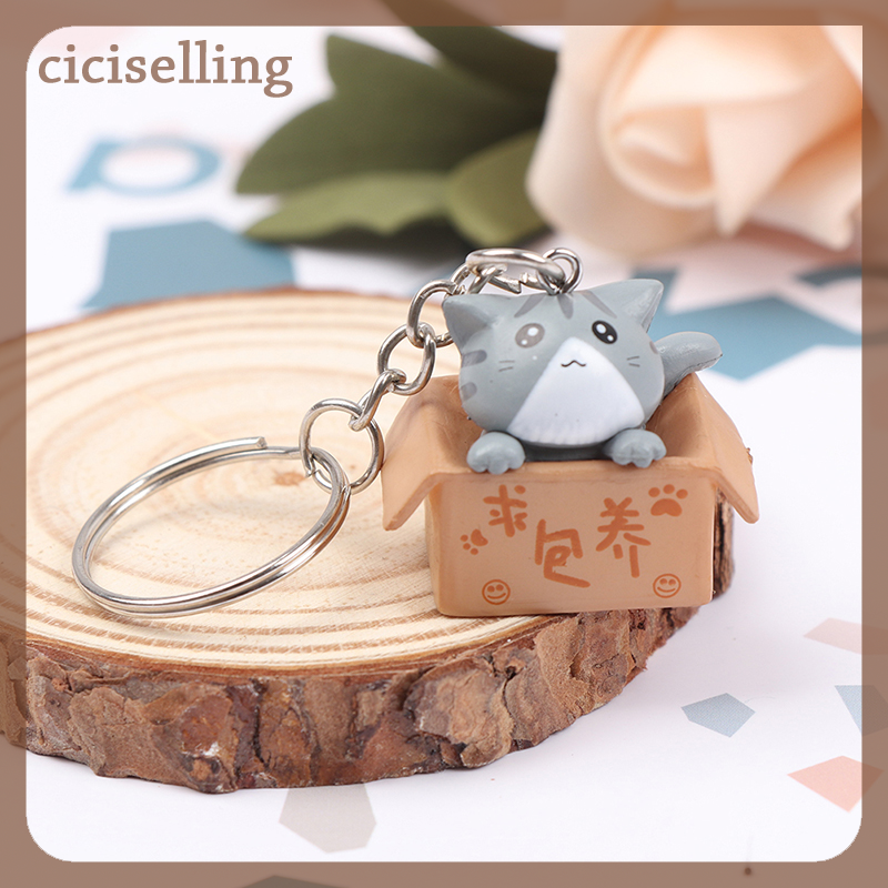 Cute Little Box Cat Key Chain Kawaii Kitten Car Keychain Fashion Letter Keyring