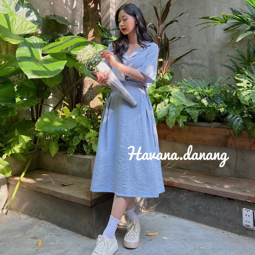 Set sơ mi chân váy đũi 🎉 [ ẢNH THẬT / FREESHIP ] 🎉 chân váy có chun