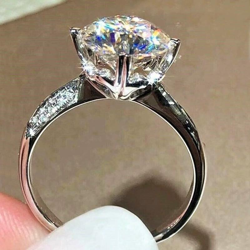 创意网红皇冠戒指 经典豪华圆包款闪亮锆石指环 结婚订婚首饰