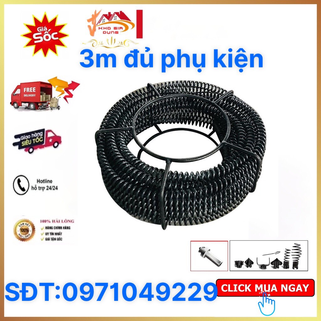 Dây thông tắc cống dùng máy khoan dài 3m