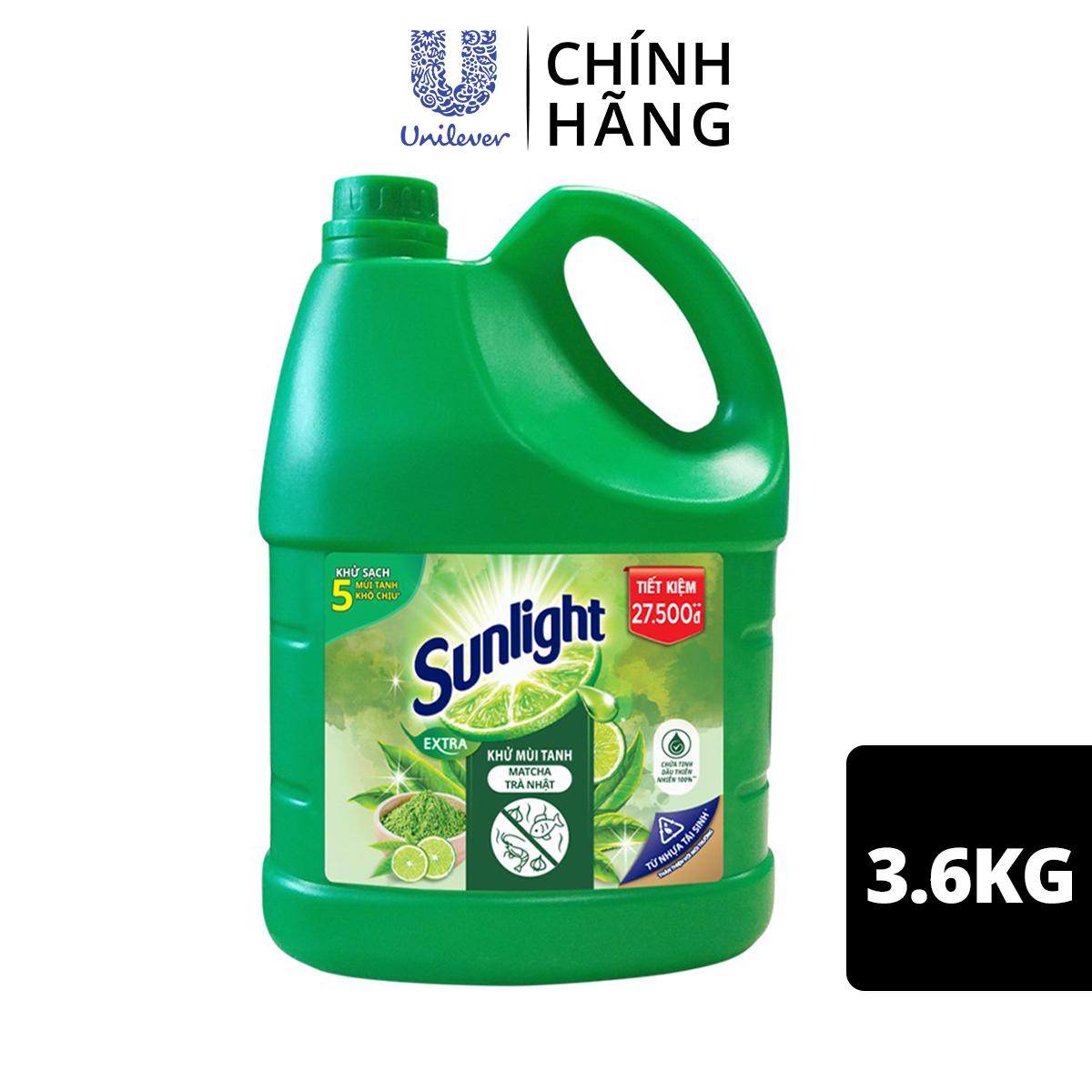 Nước rửa chén Sunlight Matcha Trà Nhật Can 3.6kg (MỚI)