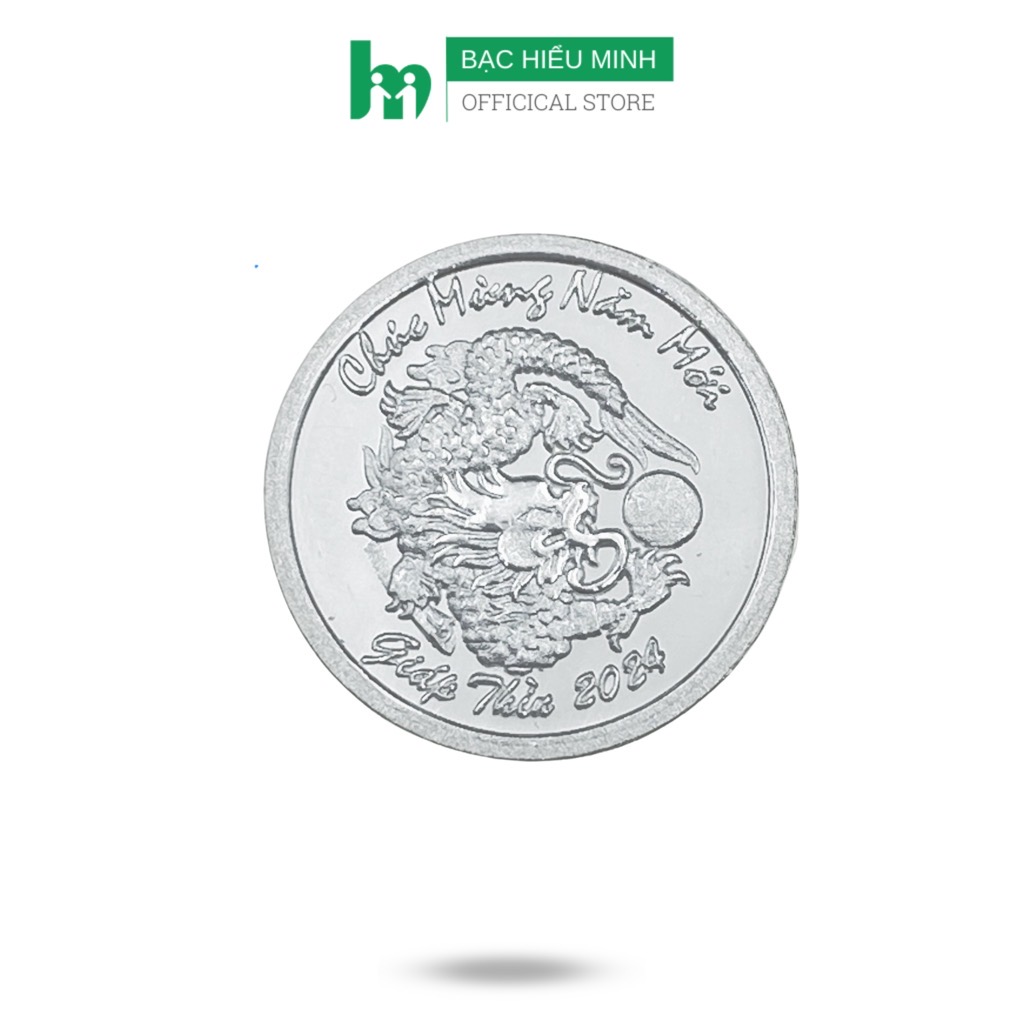 Đồng xu đánh gió cạo gió rồng 2024 bạc ta nguyên chất s99 đường kính 3cm chính hãng bạc hiểu minh xdg32