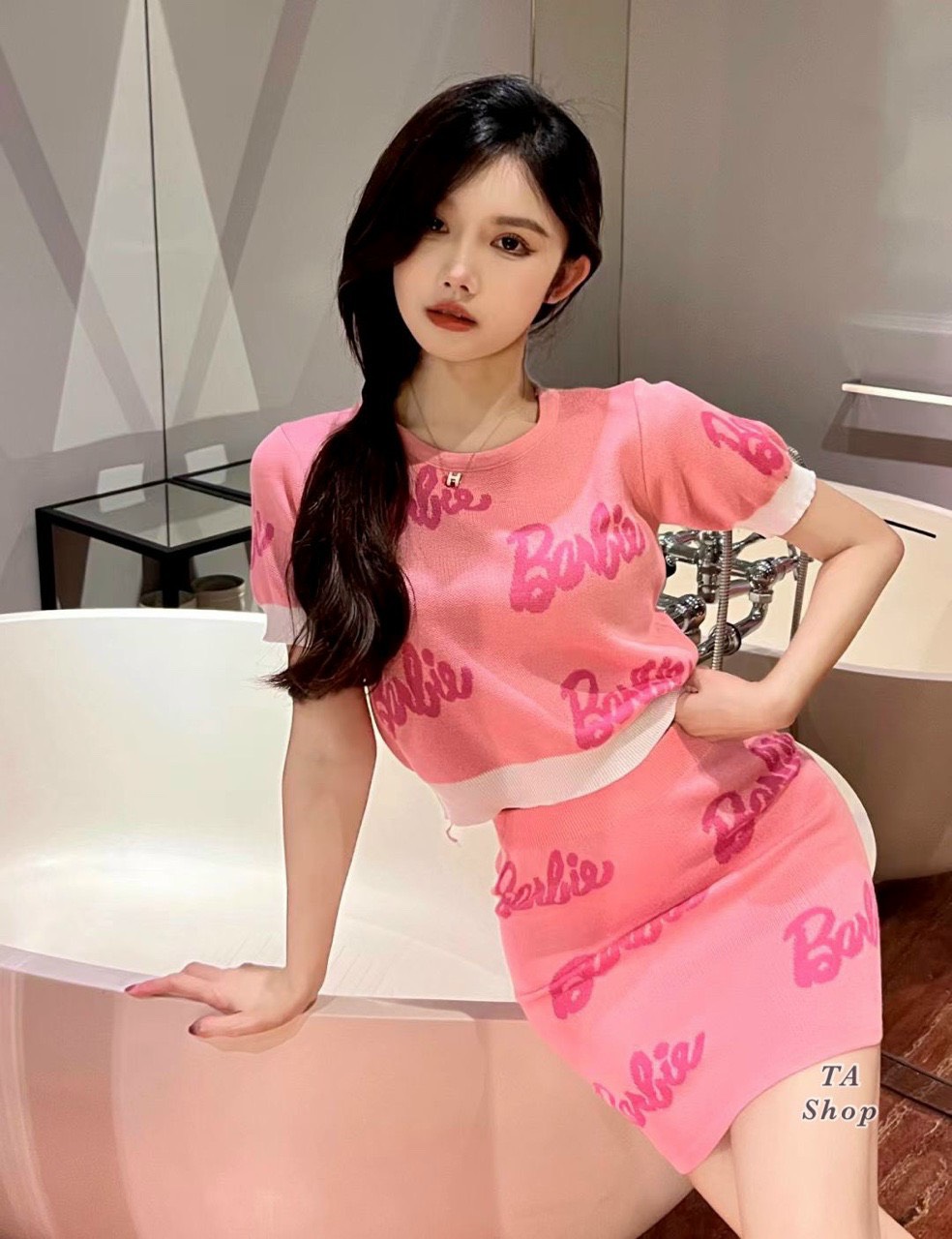 Set váy len mongtoghi chữ Babie tôn dáng