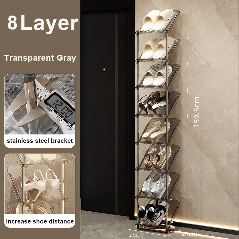 Household shoe rack multi-layer light luxury installation-free space-saving simple stainless steel dormitory shoe cabinet storage rack