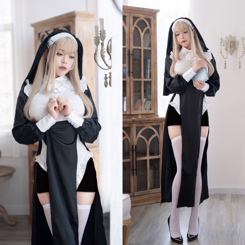 Set đồ hoá trang nhân vật nun nữ tu cosplay
