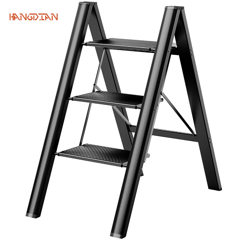 Household multi-functional folding ladder thickened aluminum alloy herringbone ladder trellis three-step staircase portable small stepladder stool