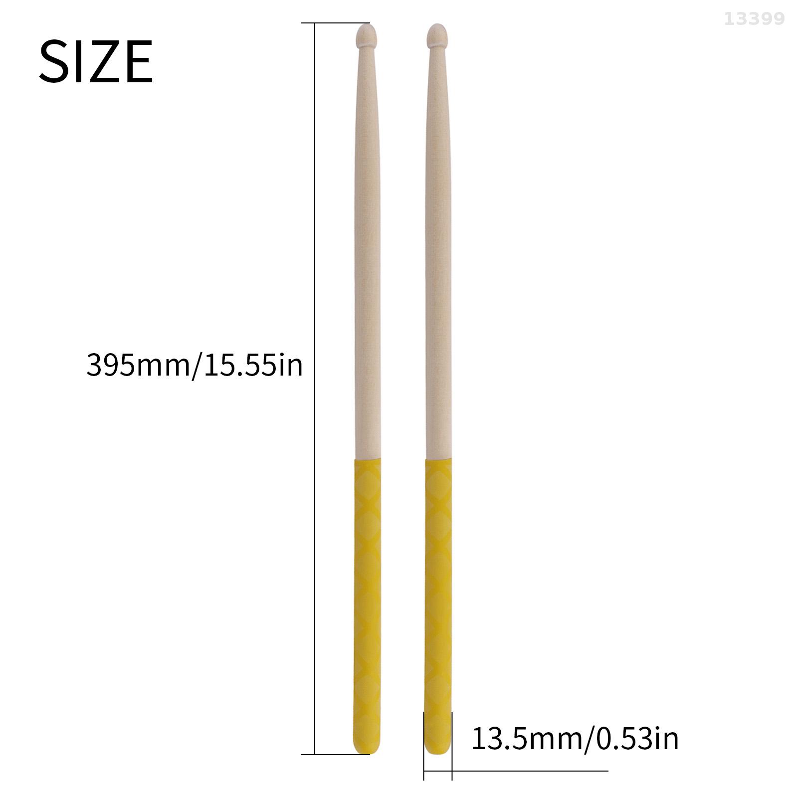 1-Pair Drumstick 5A Anti Slip Drumstick Antiskid Drum Sticks Maple Wood Drumsticks Triangular Tip with Non-Slip Wrapped Handle Musical Instrument Drum Set Accessories