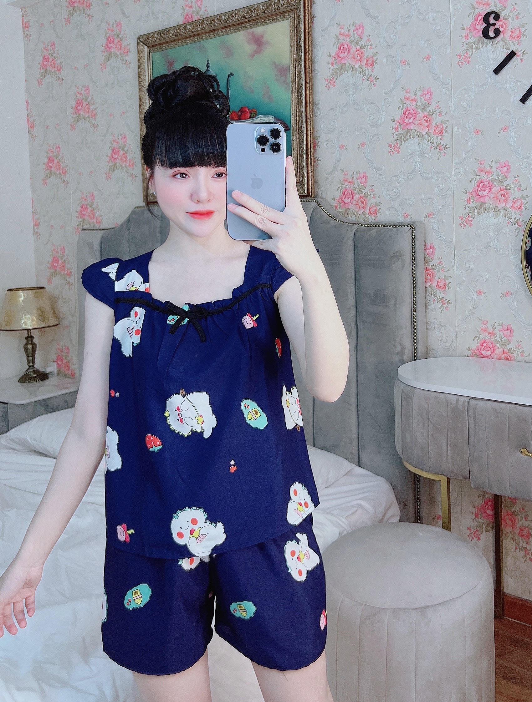 Set Đồ Ngắn Lụa Hàn 100D Siêu Mềm Mại, Freesize dưới 58kg