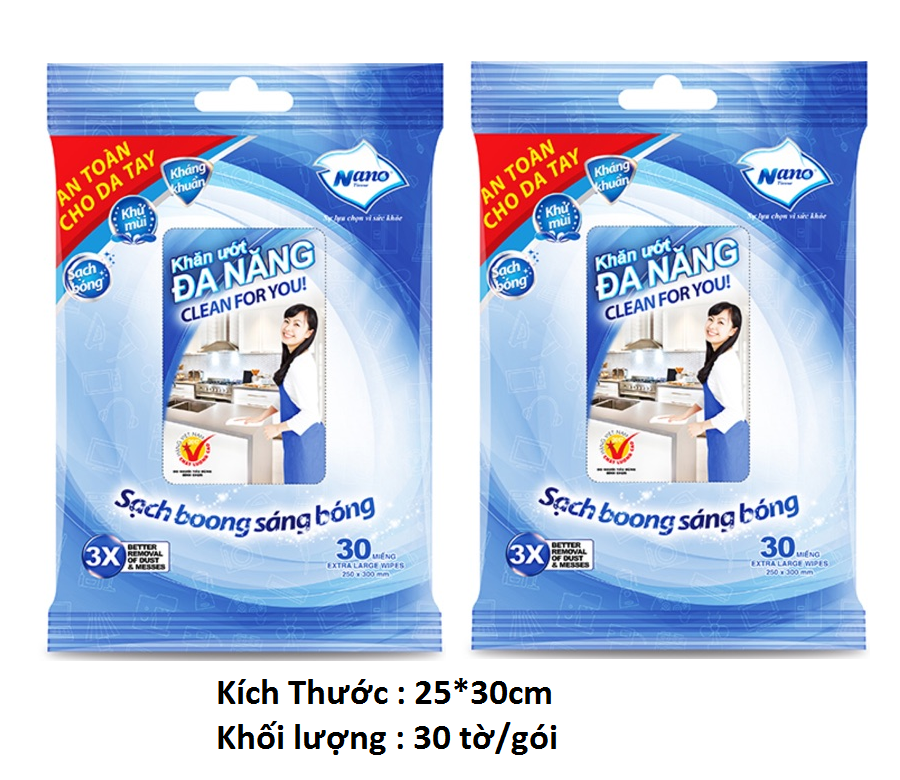 Hcm - khăn giấy ướt đa năng nano gói 30 tờ