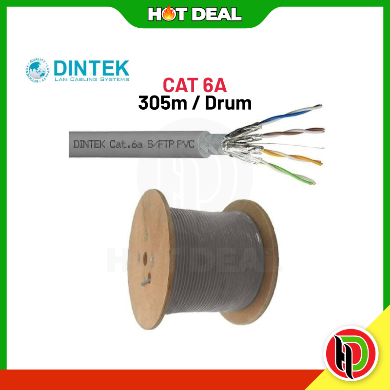 Hotdeal Dintek CAT6A S/FTP Shielded Solid Cable With Tinned Braiding