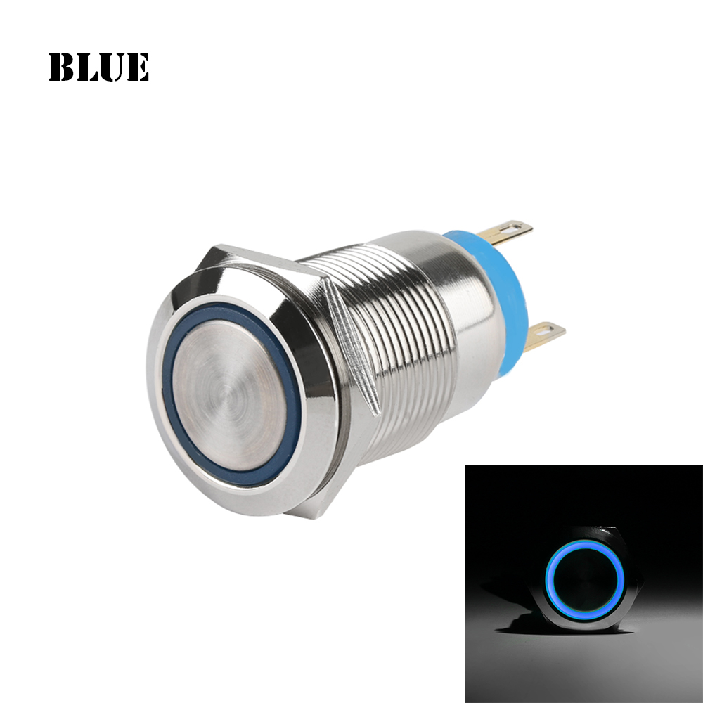 【TopazTrove】1PC Useful 5 Colors 19mm 12V Car Aluminum LED Power Push ...