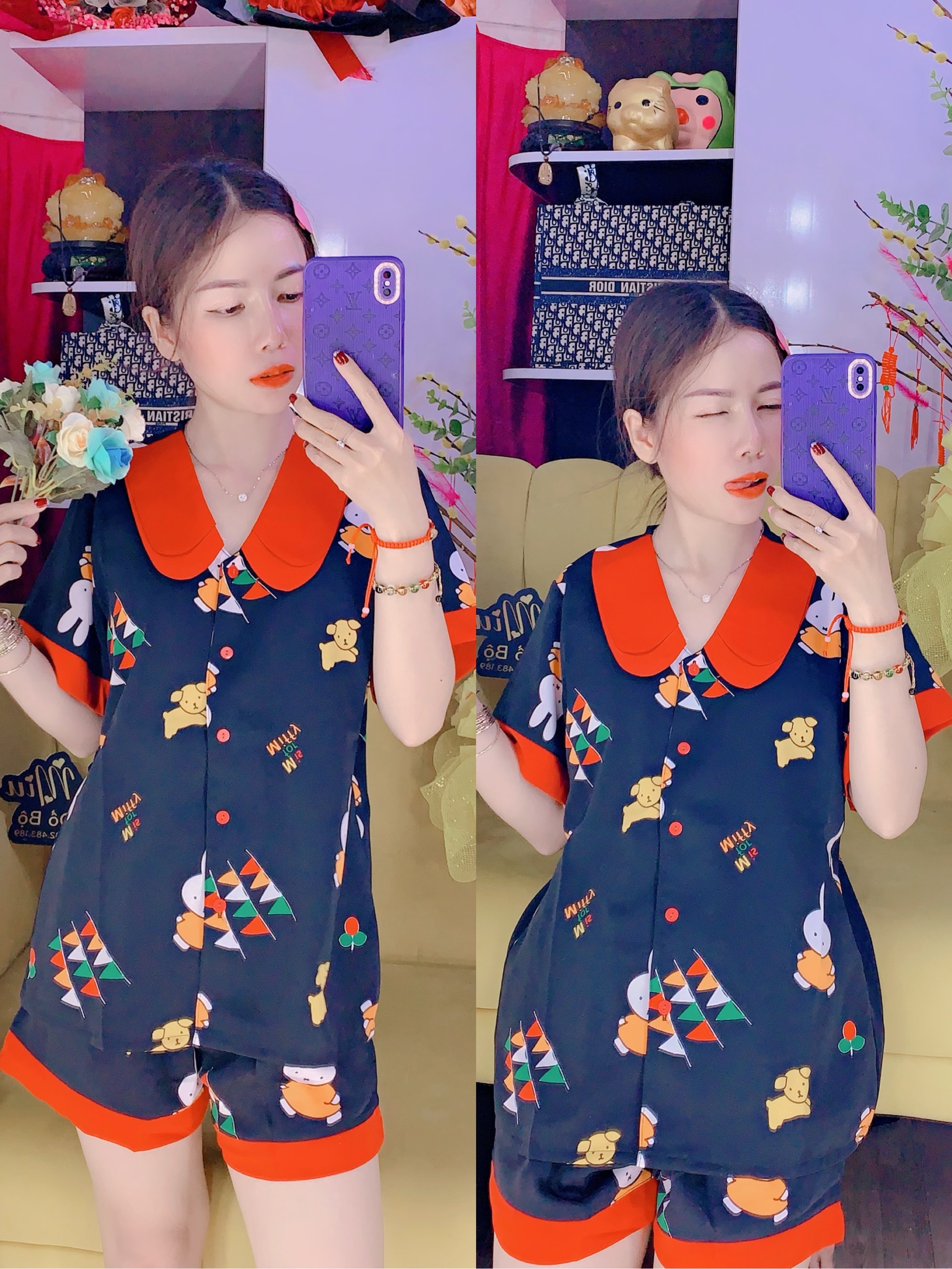 Pizama lụa manggo đùi thiết kế trẻ trung