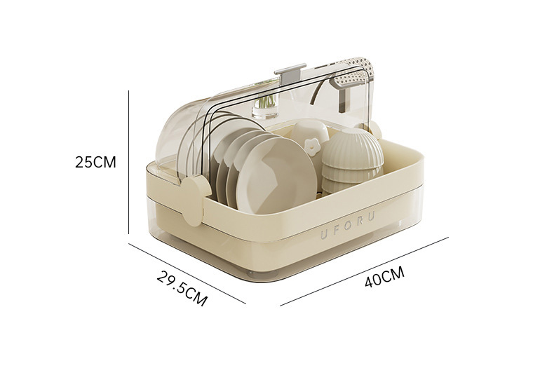Household multifunctional drainage bowl rack kitchen dishes tableware storage rack with lid dustproof plastic drainage rack large capacity