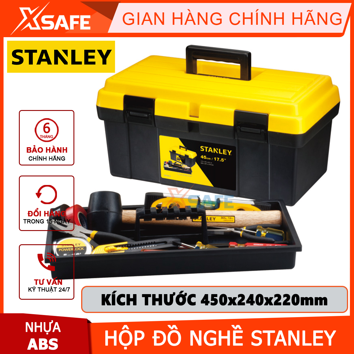 Plastic instrument box Stanley | bucket craft tray accessories, with key lock plastic, used for containing all kinds of tools, machinery Service repair work