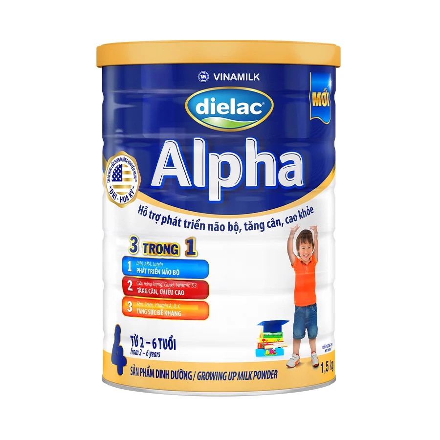 Sữa bột Dielac Alpha 4 - lon 1,5kg (cho trẻ từ 2- 6 tuổi) Date xa