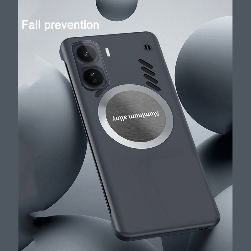 Phone case Vivo iqoo NEO 11 Ultra Thin Frameless Case Matte Adsorption Metal Heat Dissipation Ring Back Cover iqoo NEO11 Case.